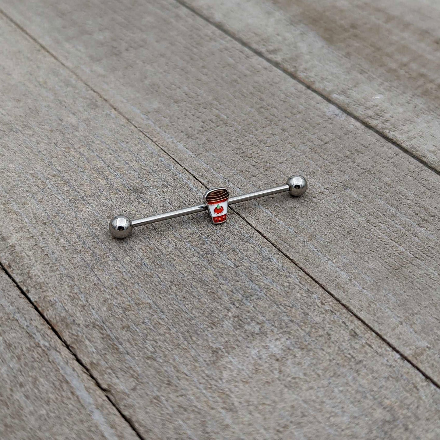 14G Sweet Pumpkin Latte Thanksgiving Industrial Barbell 38mm