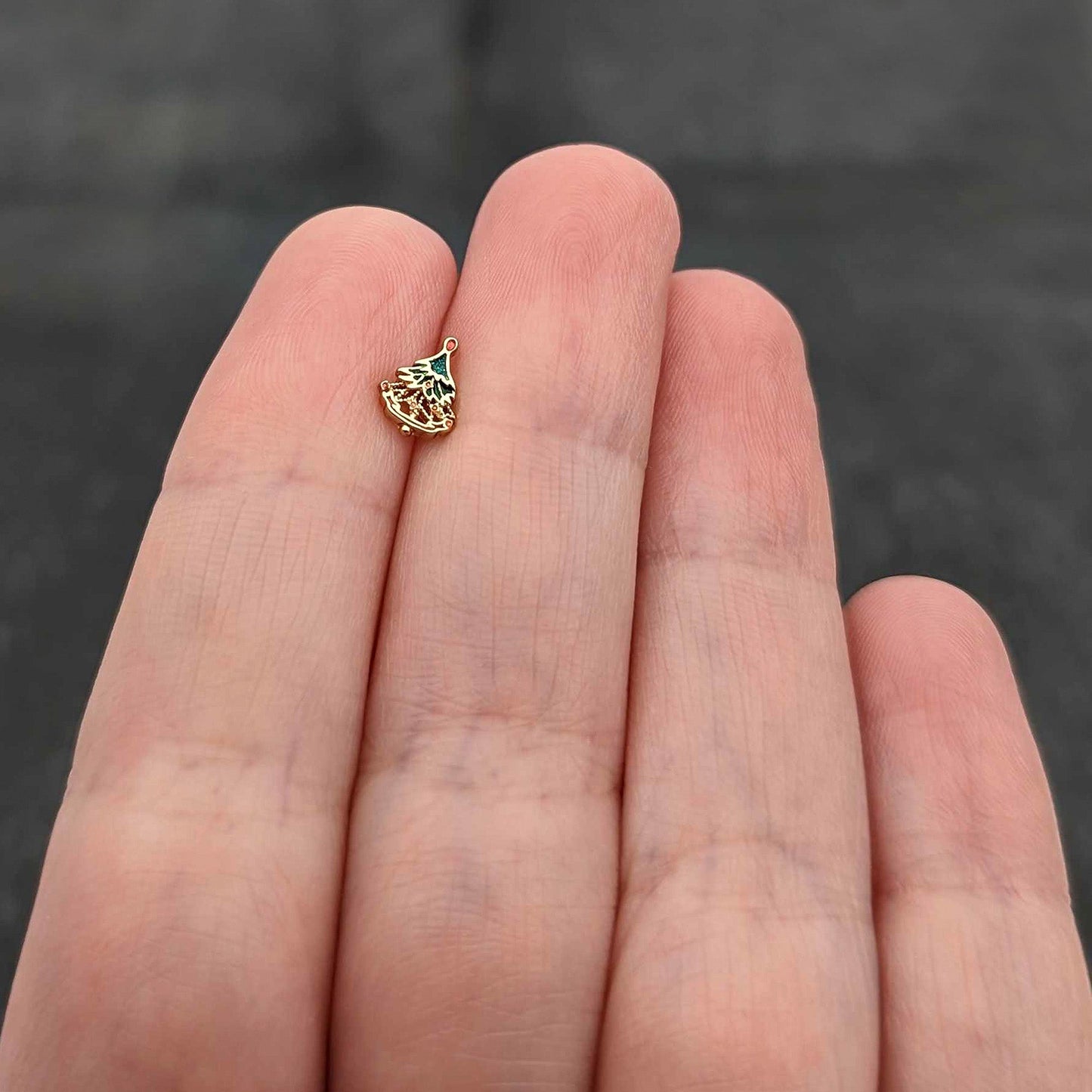 20G 7mm Red Gem Deco Holiday Tree Golden L Shape Nose Ring