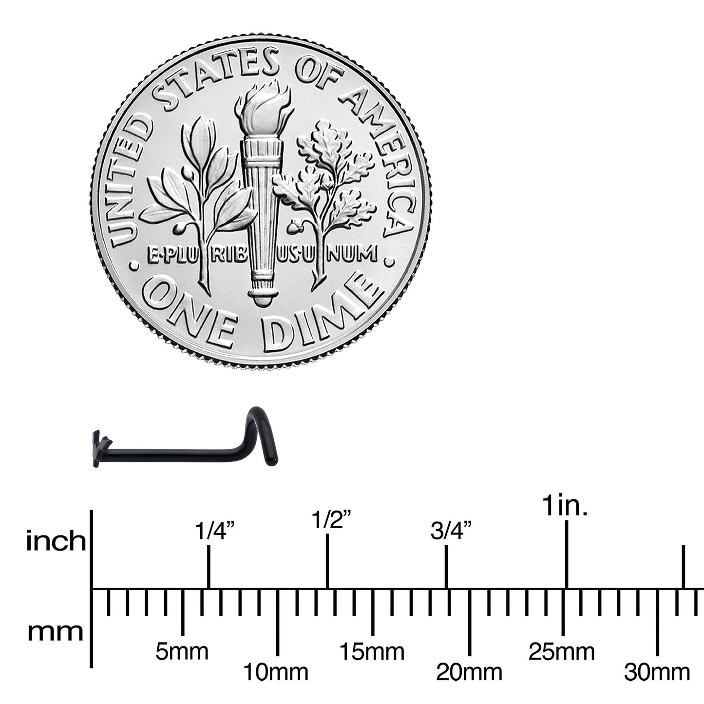 20G 1/4 Black Anodized Itty Bitty Bat Left Side Nose Screw