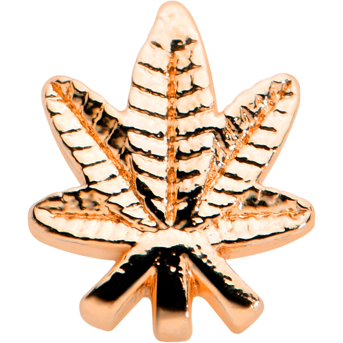 20G 1/4 Rose Gold Tone Texture Pot Leaf L Shape Nose Ring