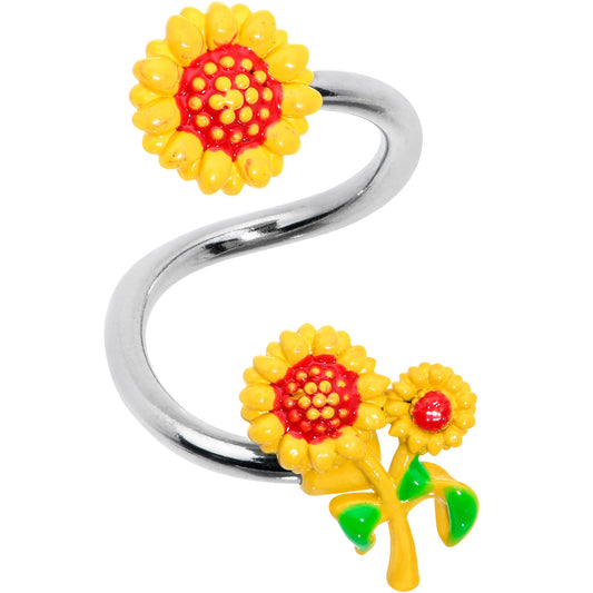 Happy Sunflower Trio Spiral Twister Belly Ring