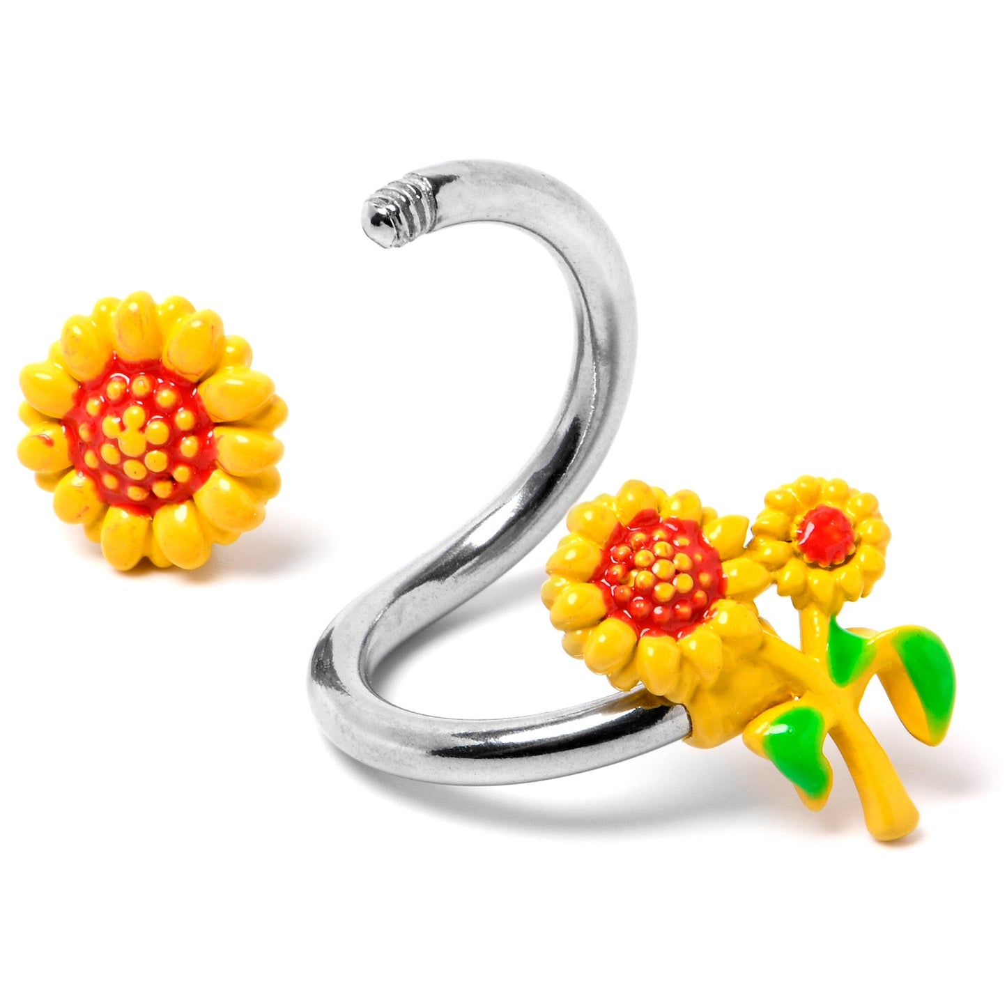 Happy Sunflower Trio Spiral Twister Belly Ring
