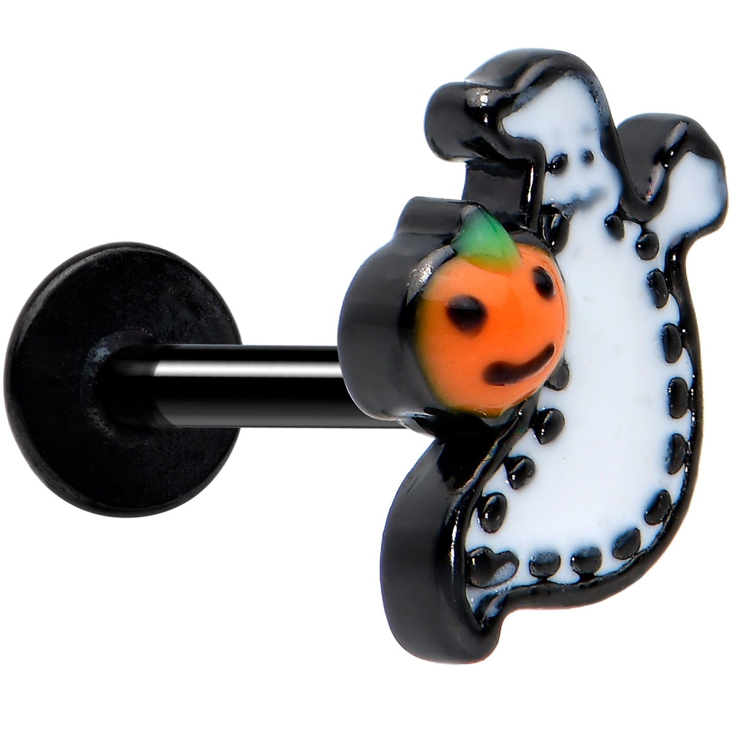 16G 5/16 Black Halloween Pumpkin Ghost Labret Monroe Tragus