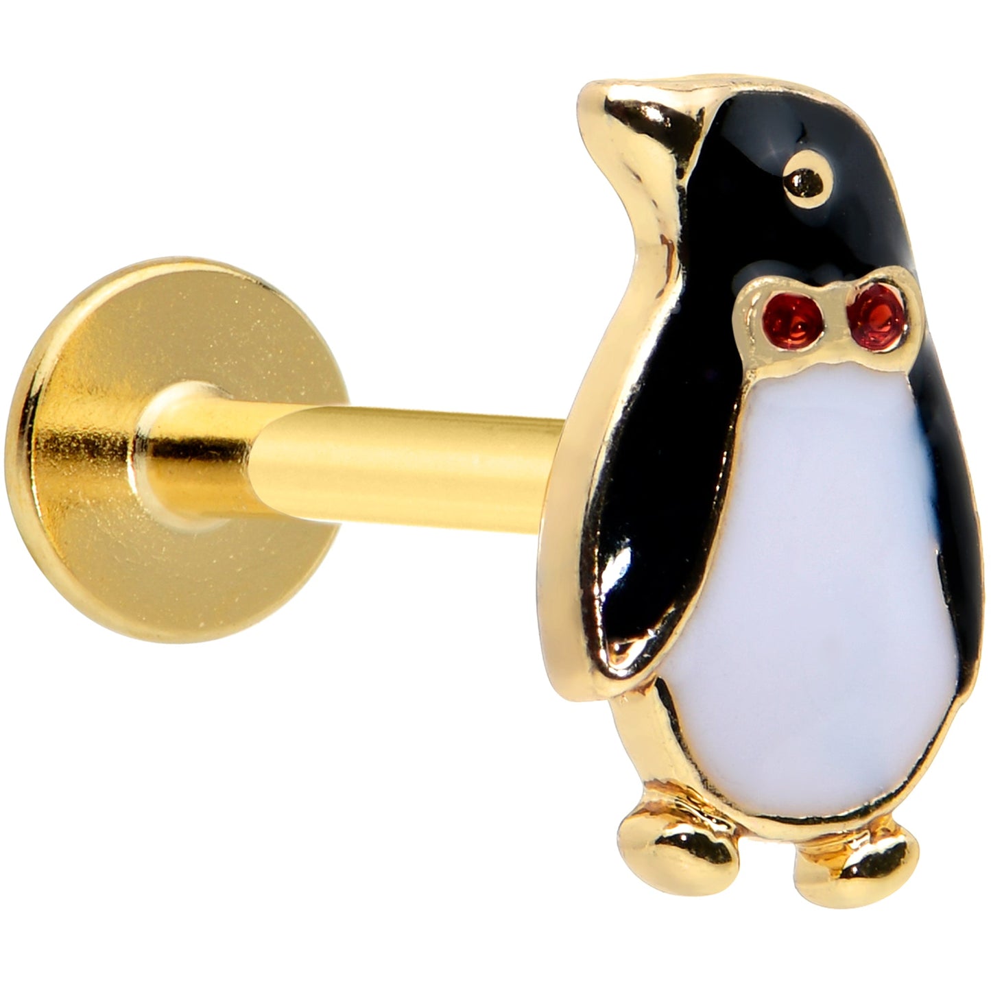 16G 5/16 Red Gem Gold Tone Bow Tie Penguin Labret Monroe Tragus