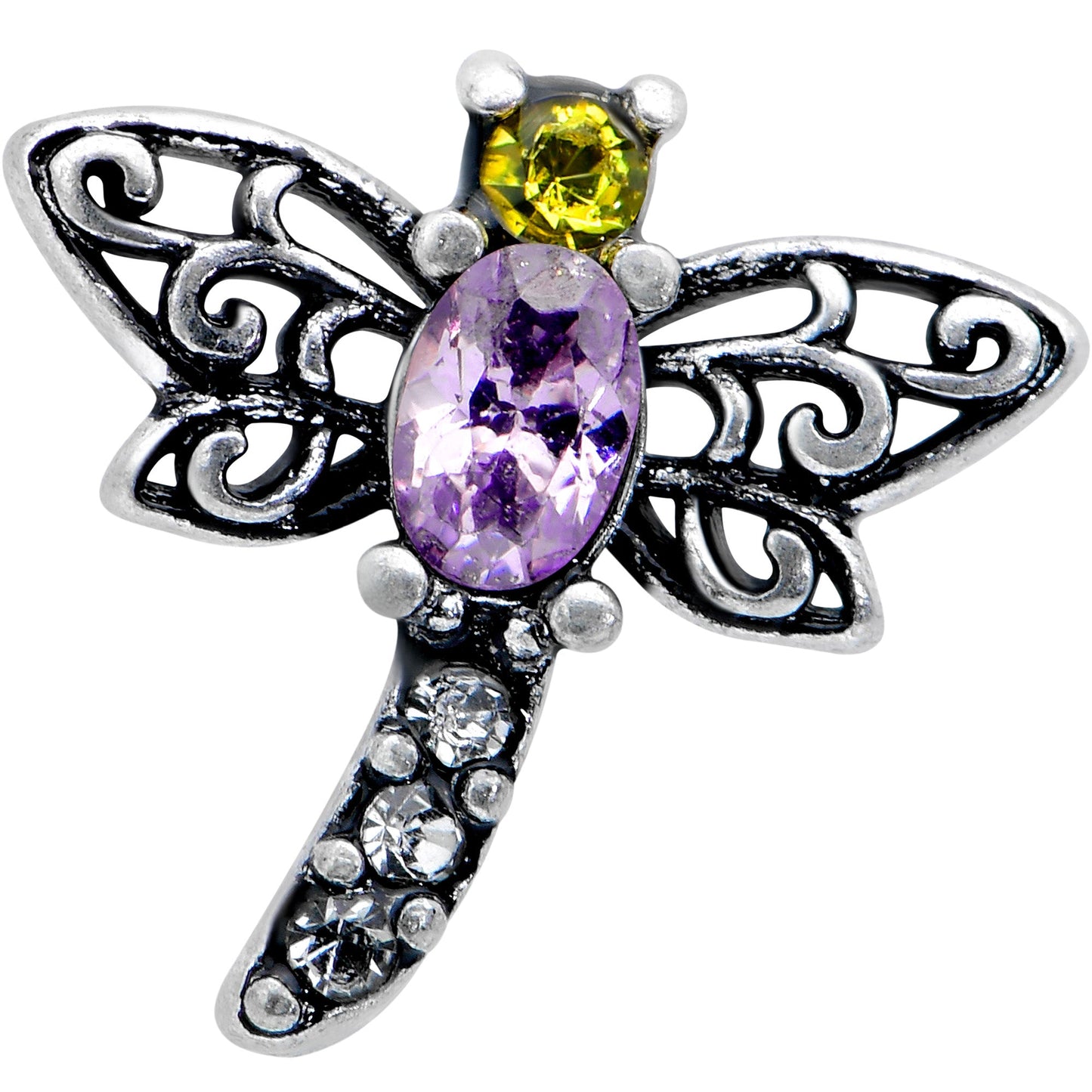 16G 5/16 Purple Yellow Gem Dragonfly Ornate Labret Monroe Tragus