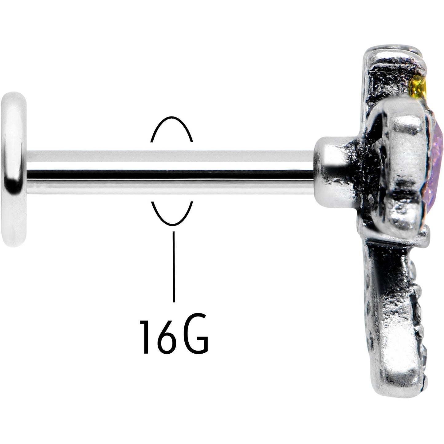 16G 5/16 Purple Yellow Gem Dragonfly Ornate Labret Monroe Tragus