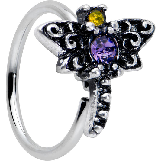 20G 5/16 Purple Yellow Gem Dragonfly Nose Hoop