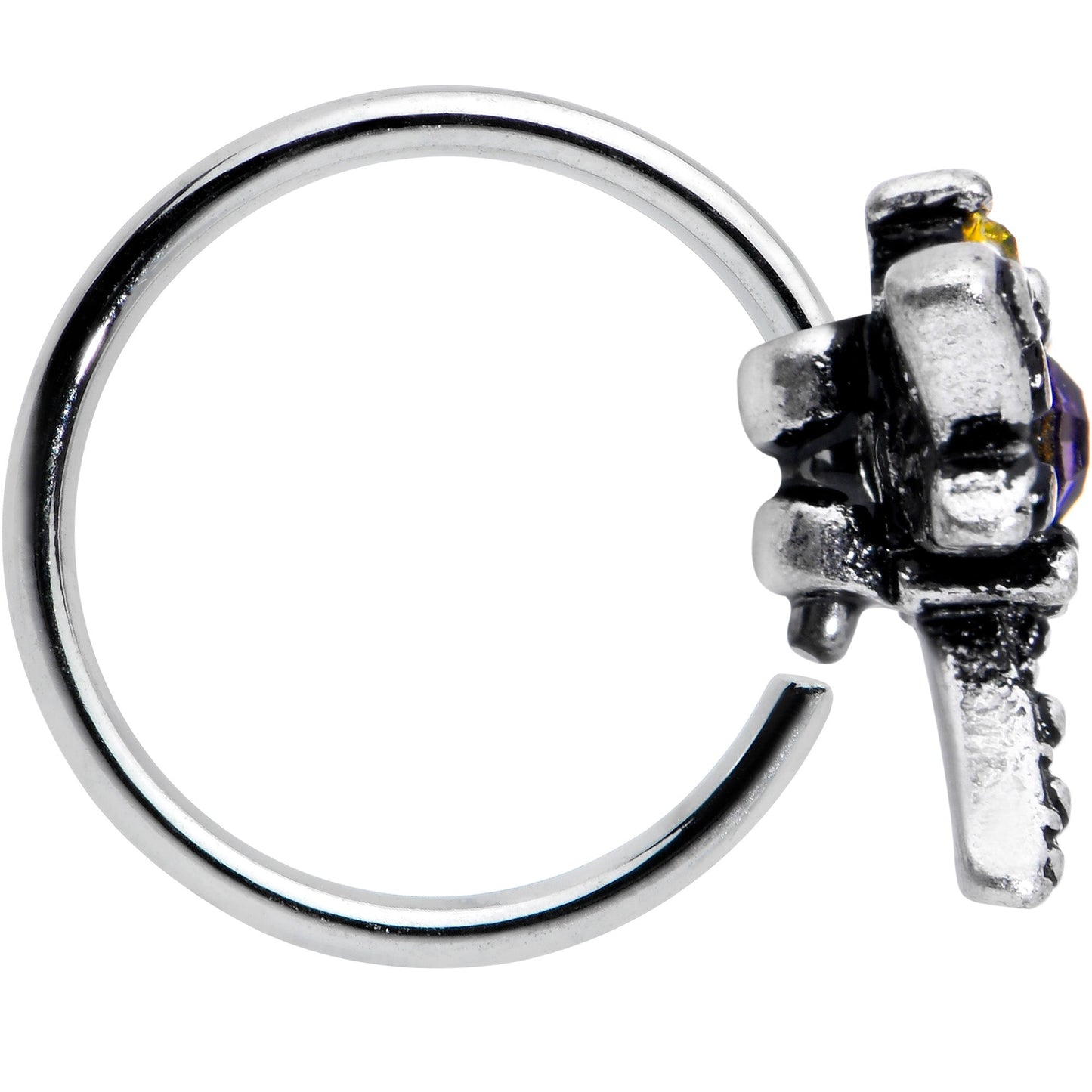 20G 5/16 Purple Yellow Gem Dragonfly Nose Hoop
