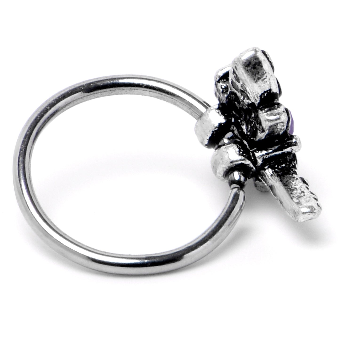 20G 5/16 Purple Yellow Gem Dragonfly Nose Hoop