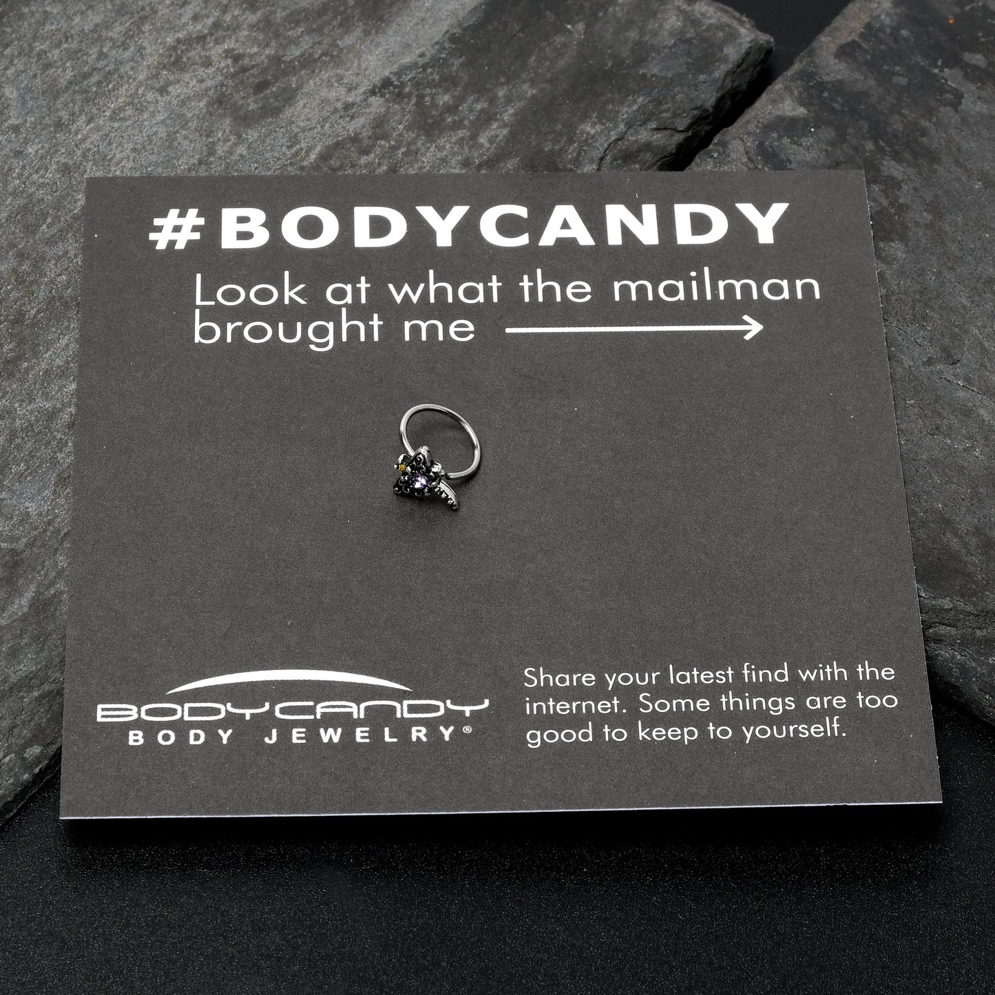 20G 5/16 Purple Yellow Gem Dragonfly Nose Hoop