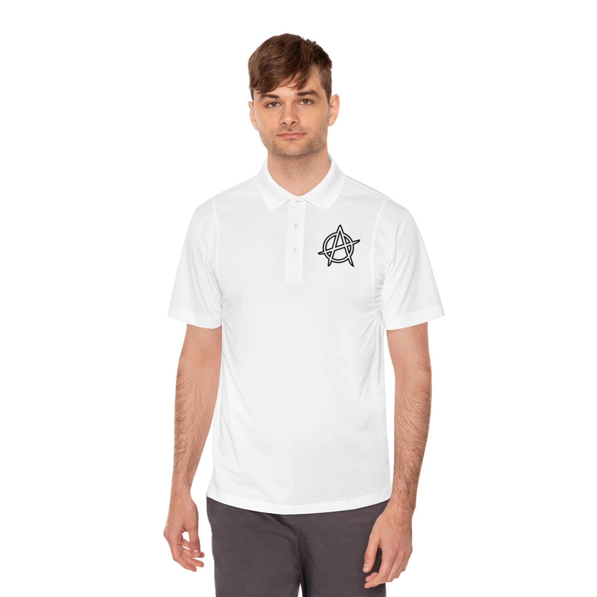 Men's Anarchy Symbol Sport Polo Shirt - Premium T-Shirt from Printify - Just $52.34! Shop now at Lizard Vigilante