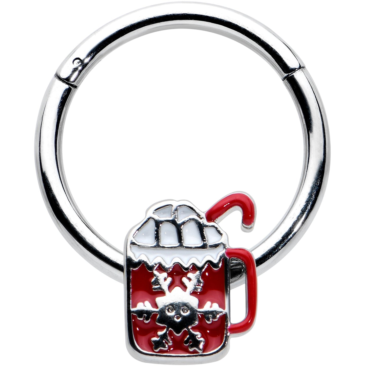 16G 3/8 Sweet Hot Cocoa Marshmallow Mug Hinged Segment Ring