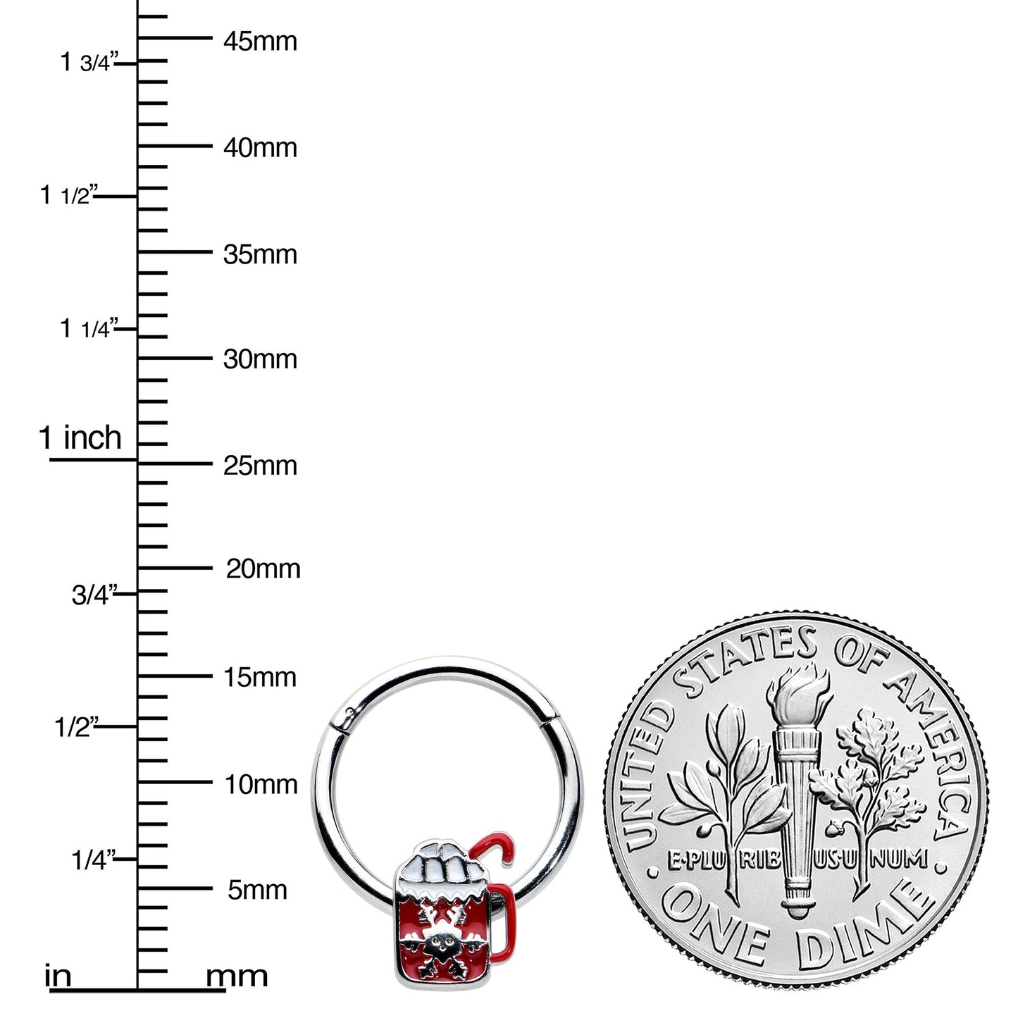 16G 3/8 Sweet Hot Cocoa Marshmallow Mug Hinged Segment Ring