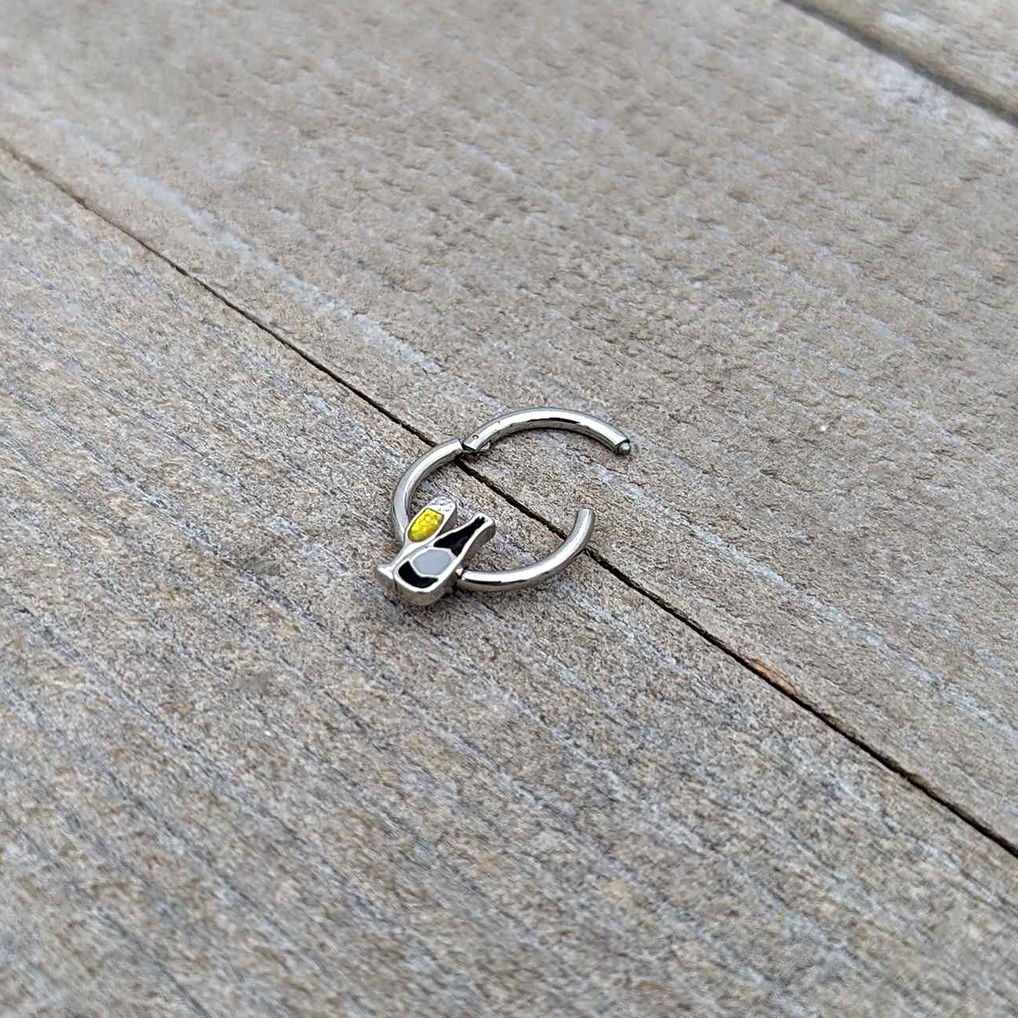 16G 3/8 Champagne Bottle Flute Yellow Hinged Segment Ring