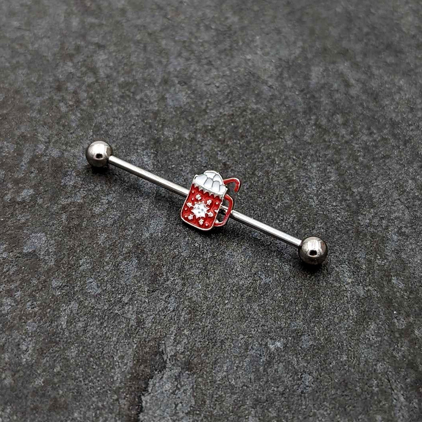 14G Sweet Hot Cocoa Marshmallow Holiday Industrial Barbell 38mm