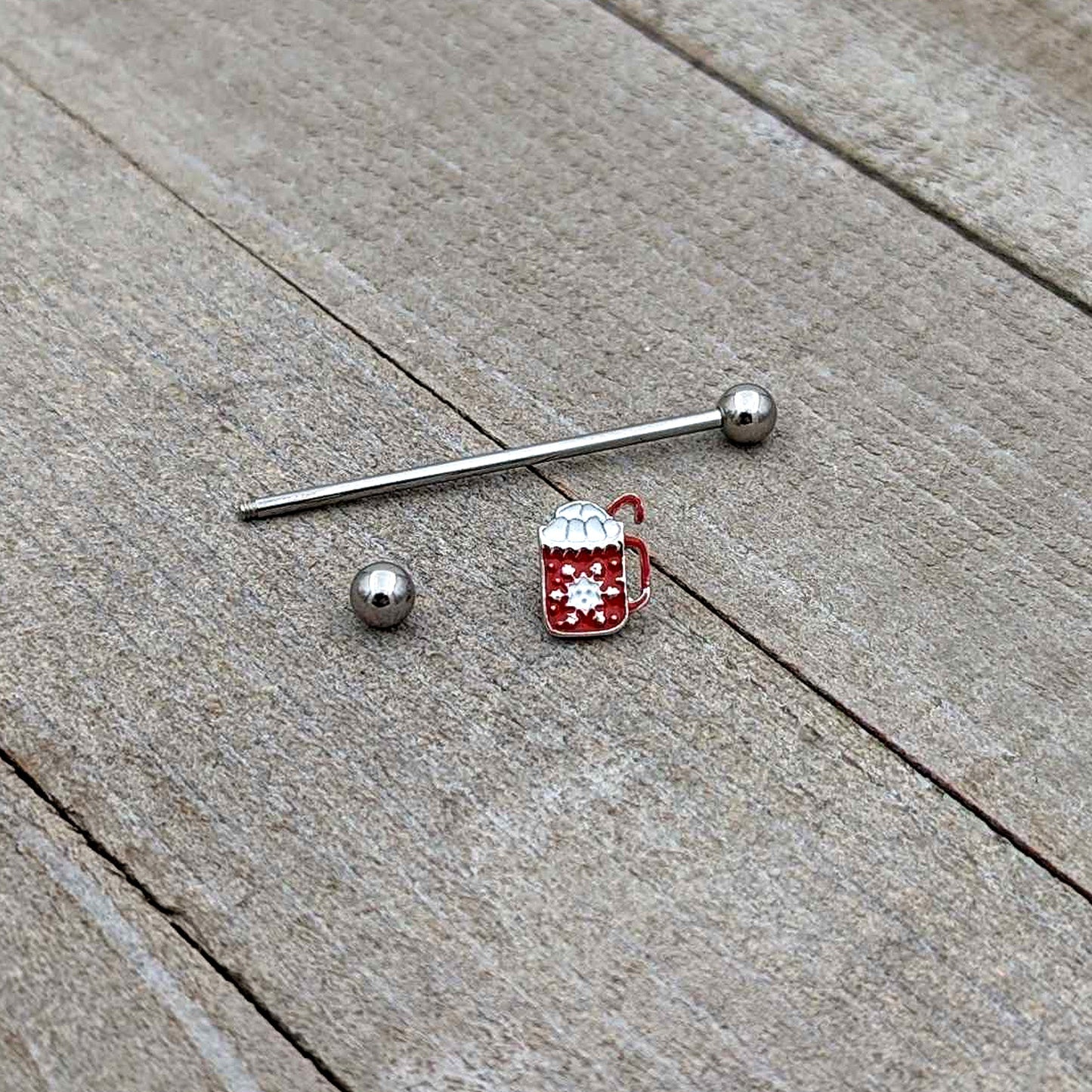 14G Sweet Hot Cocoa Marshmallow Holiday Industrial Barbell 38mm
