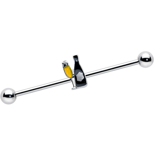 14G Champagne Bottle Flute Yellow Industrial Barbell 38mm