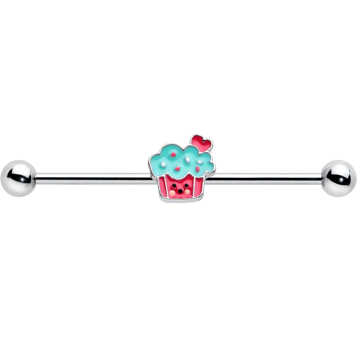 14G Sweet Happy Cupcake Industrial Barbell 38mm