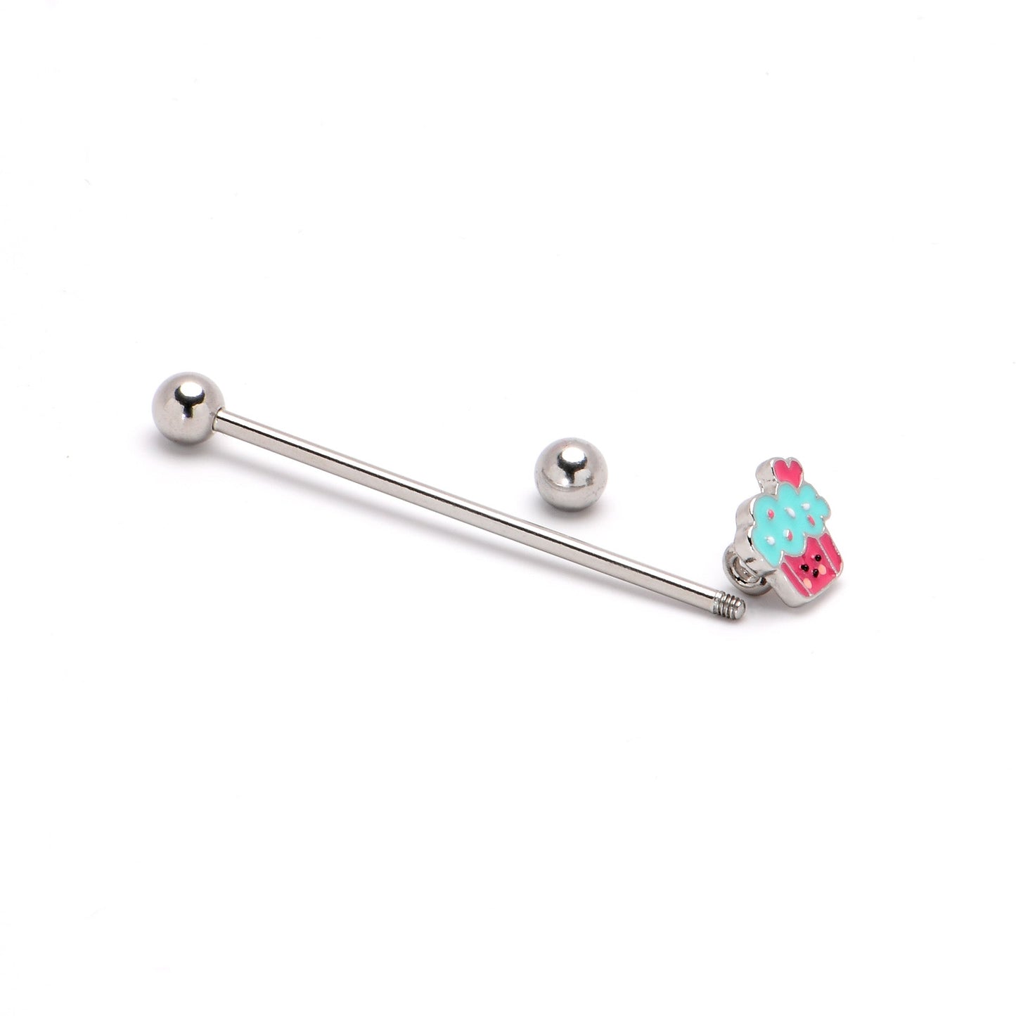 14G Sweet Happy Cupcake Industrial Barbell 38mm