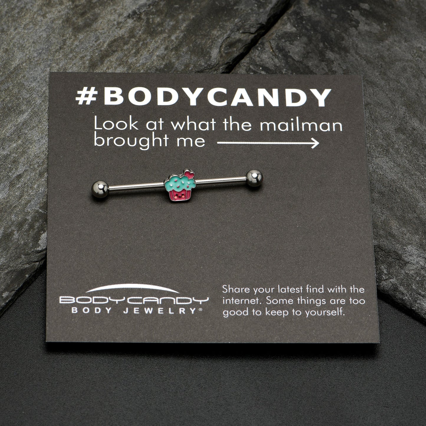 14G Sweet Happy Cupcake Industrial Barbell 38mm