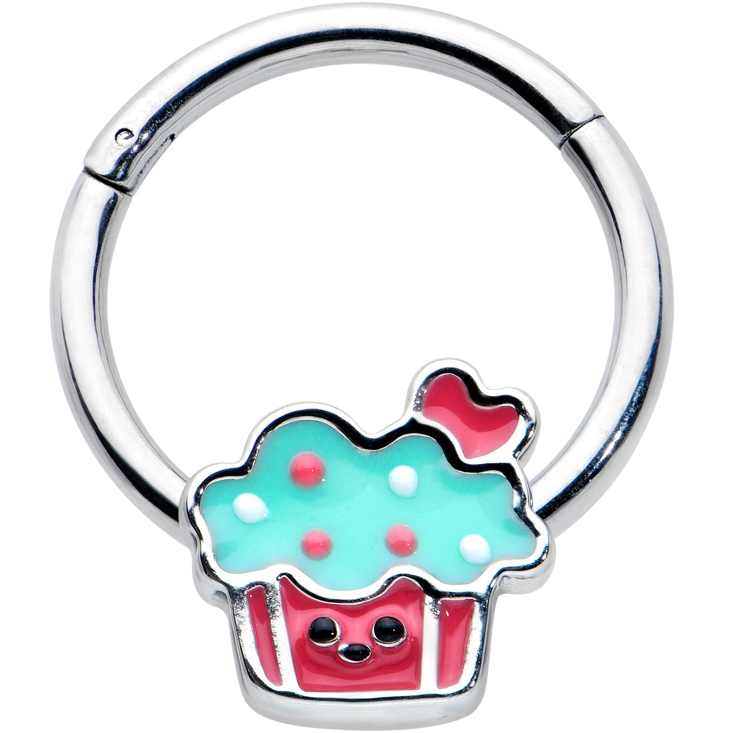 16G 3/8 Sweet Happy Cupcake Hinged Segment Ring