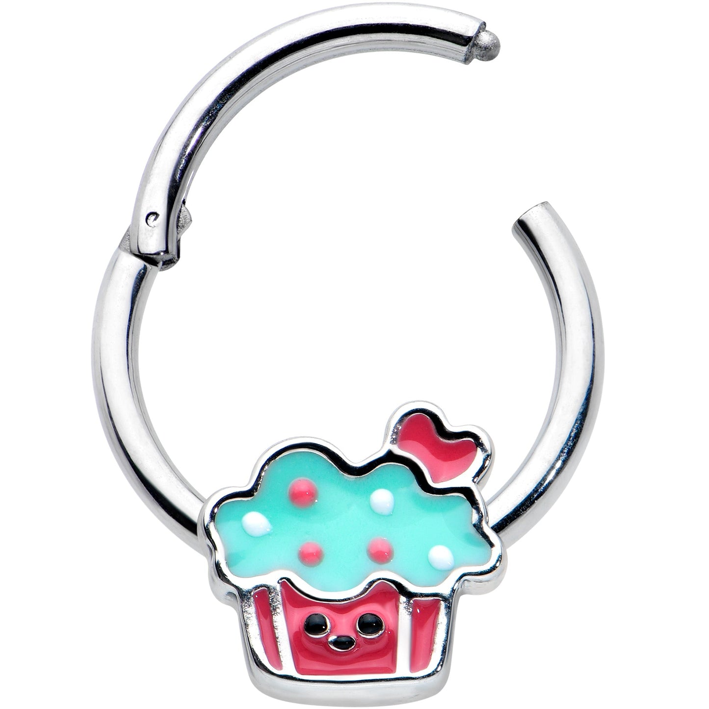 16G 3/8 Sweet Happy Cupcake Hinged Segment Ring