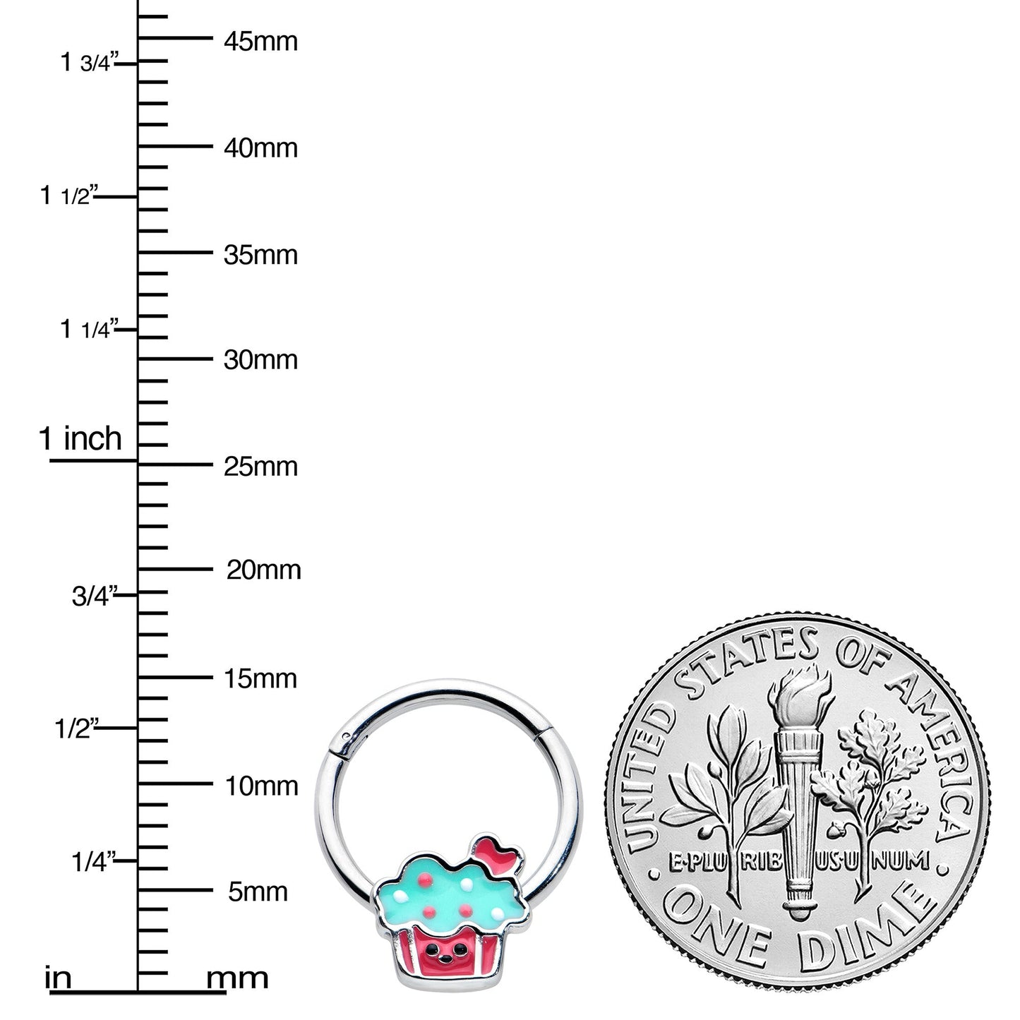 16G 3/8 Sweet Happy Cupcake Hinged Segment Ring