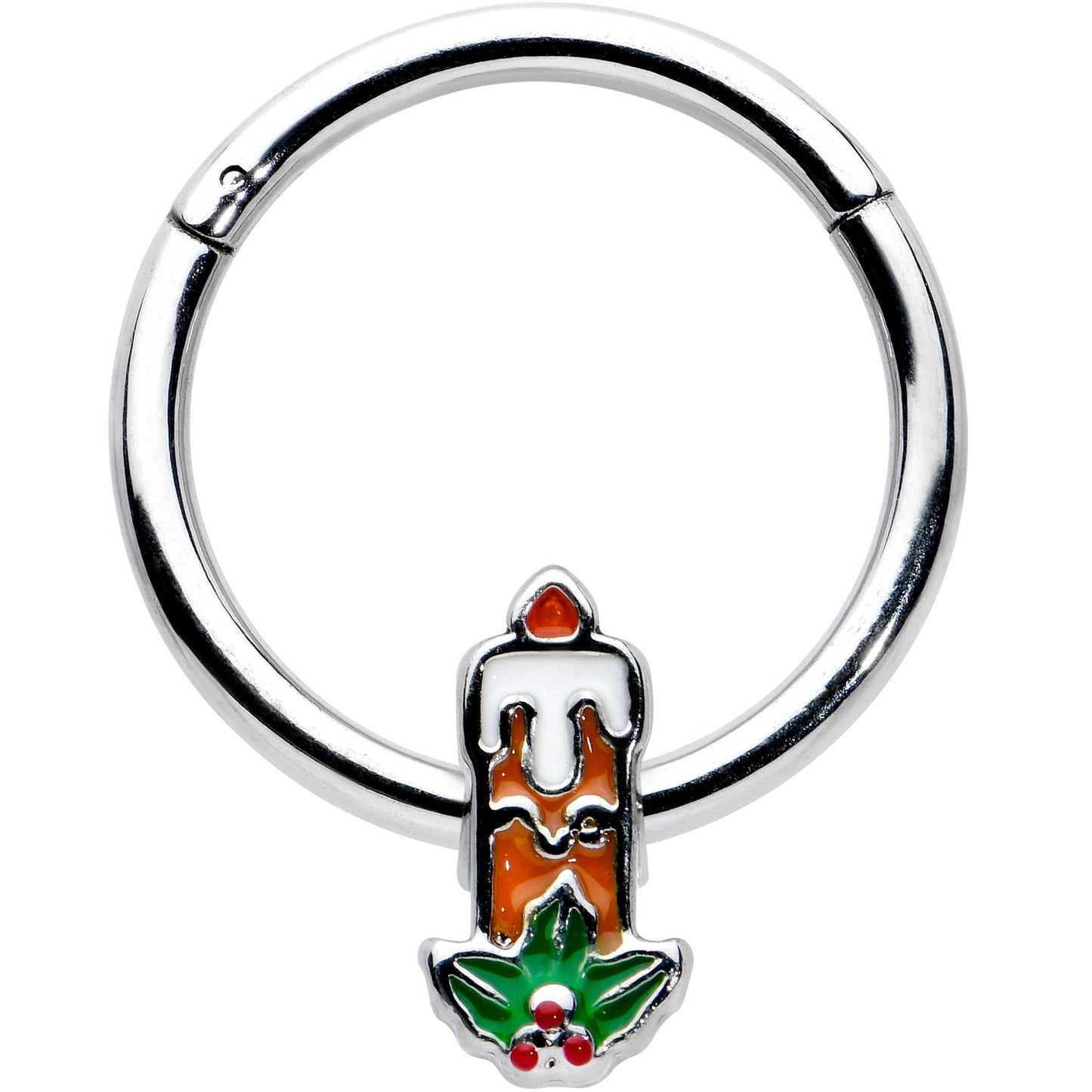 16G 3/8 Sweet Holiday Candle Christmas Hinged Segment Ring