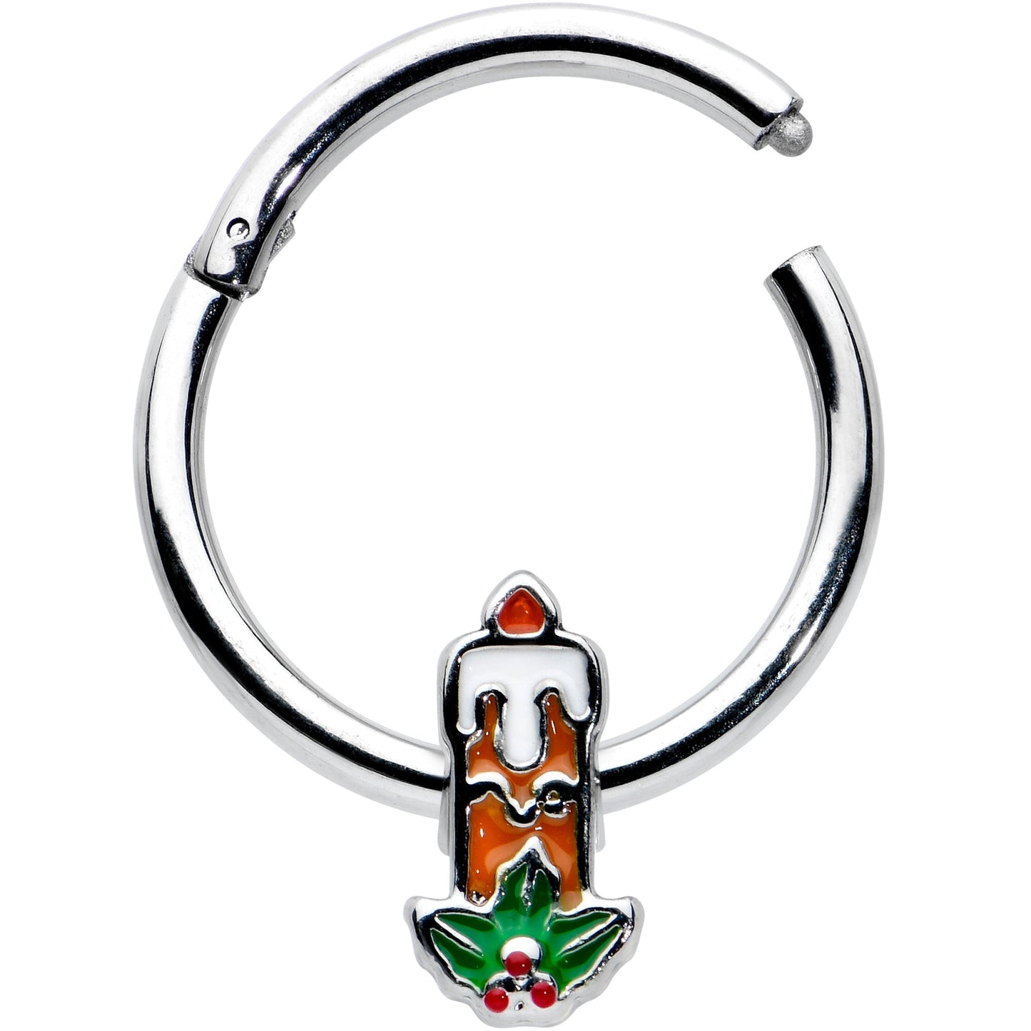 16G 3/8 Sweet Holiday Candle Christmas Hinged Segment Ring