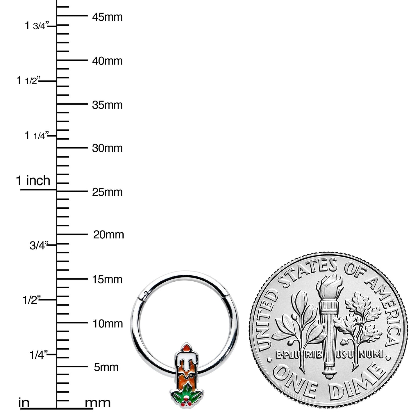 16G 3/8 Sweet Holiday Candle Christmas Hinged Segment Ring