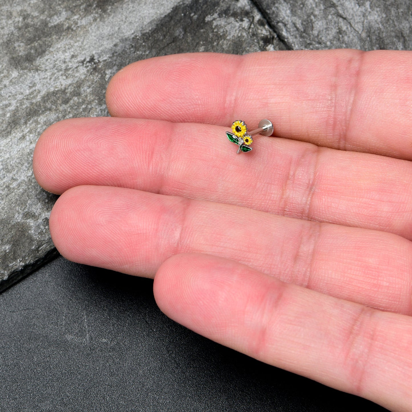 16G 5/16 Cheery Inlay Sunflowers Labret Monroe Tragus