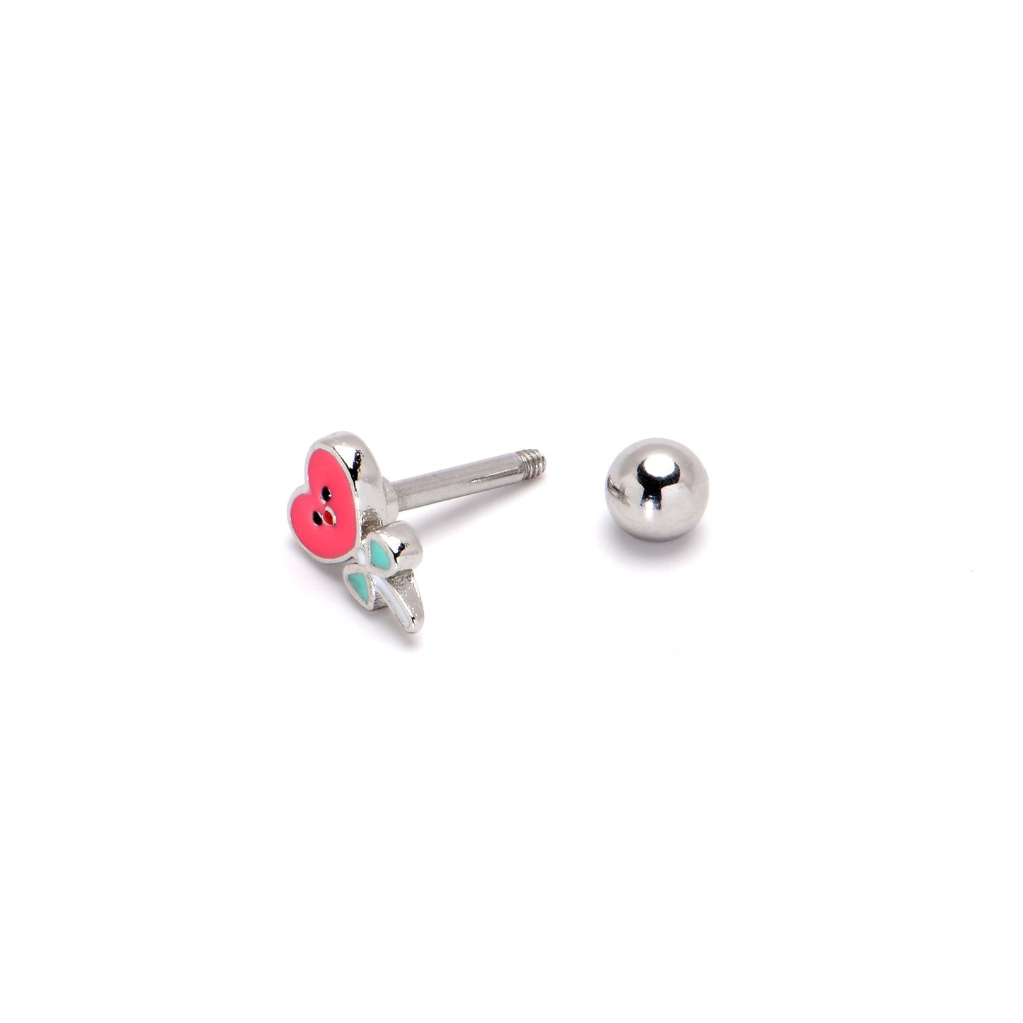 16G 1/4 Sweet Happy Heart Lollipop Cartilage Tragus Earring