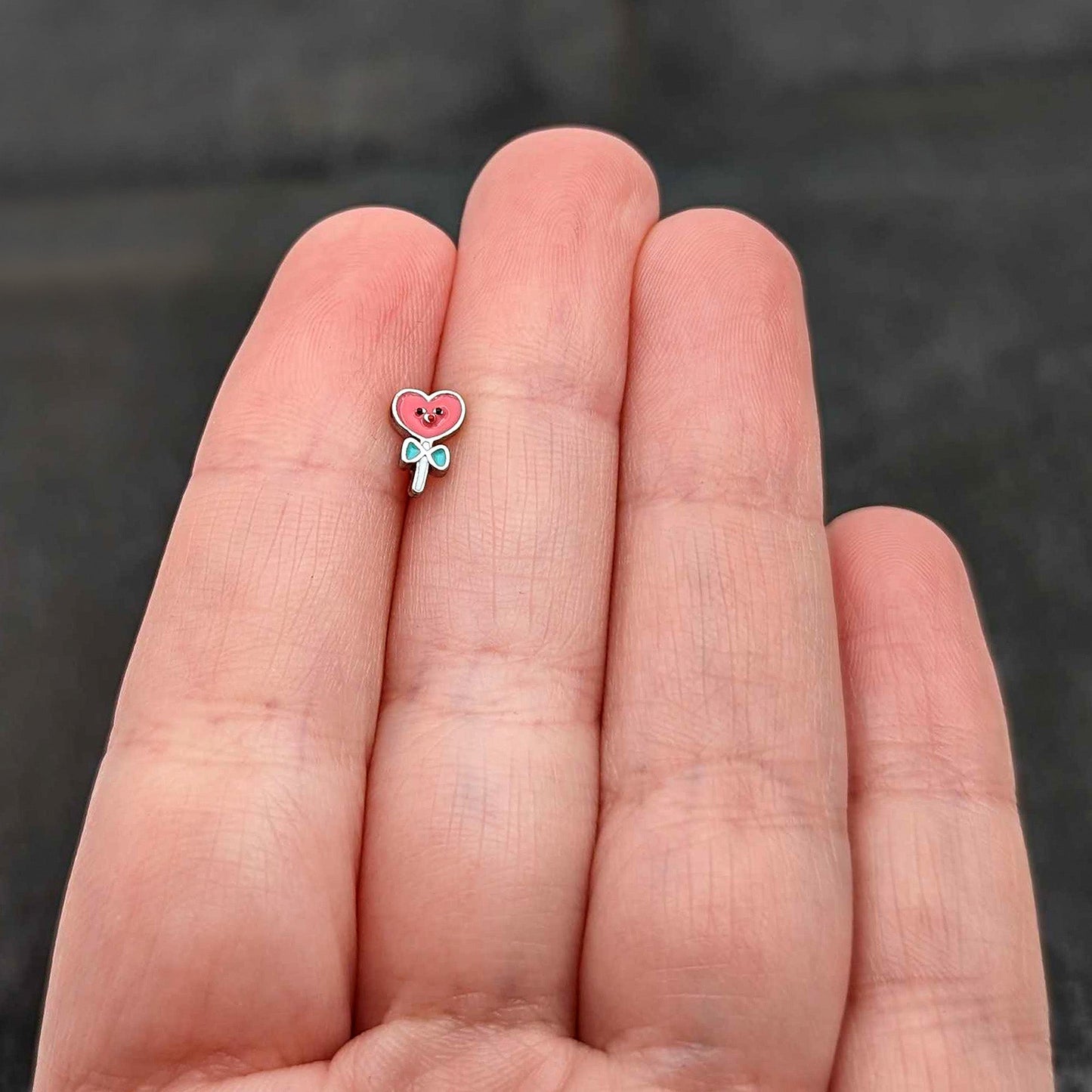 16G 1/4 Sweet Happy Heart Lollipop Cartilage Tragus Earring