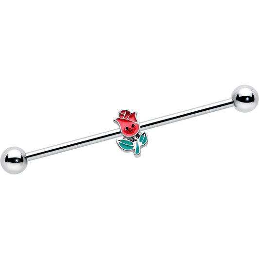 14G Sweet Happy Rose Flower Industrial Barbell 38mm