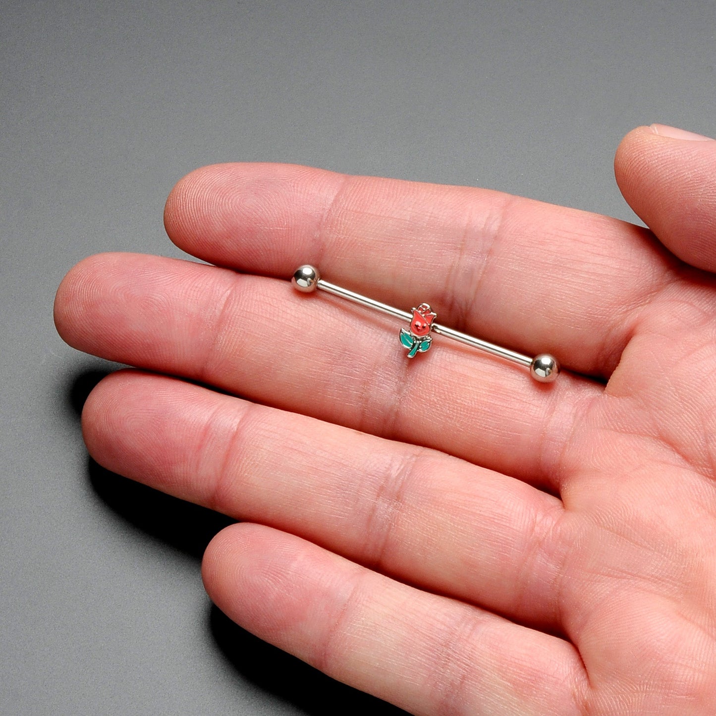 14G Sweet Happy Rose Flower Industrial Barbell 38mm