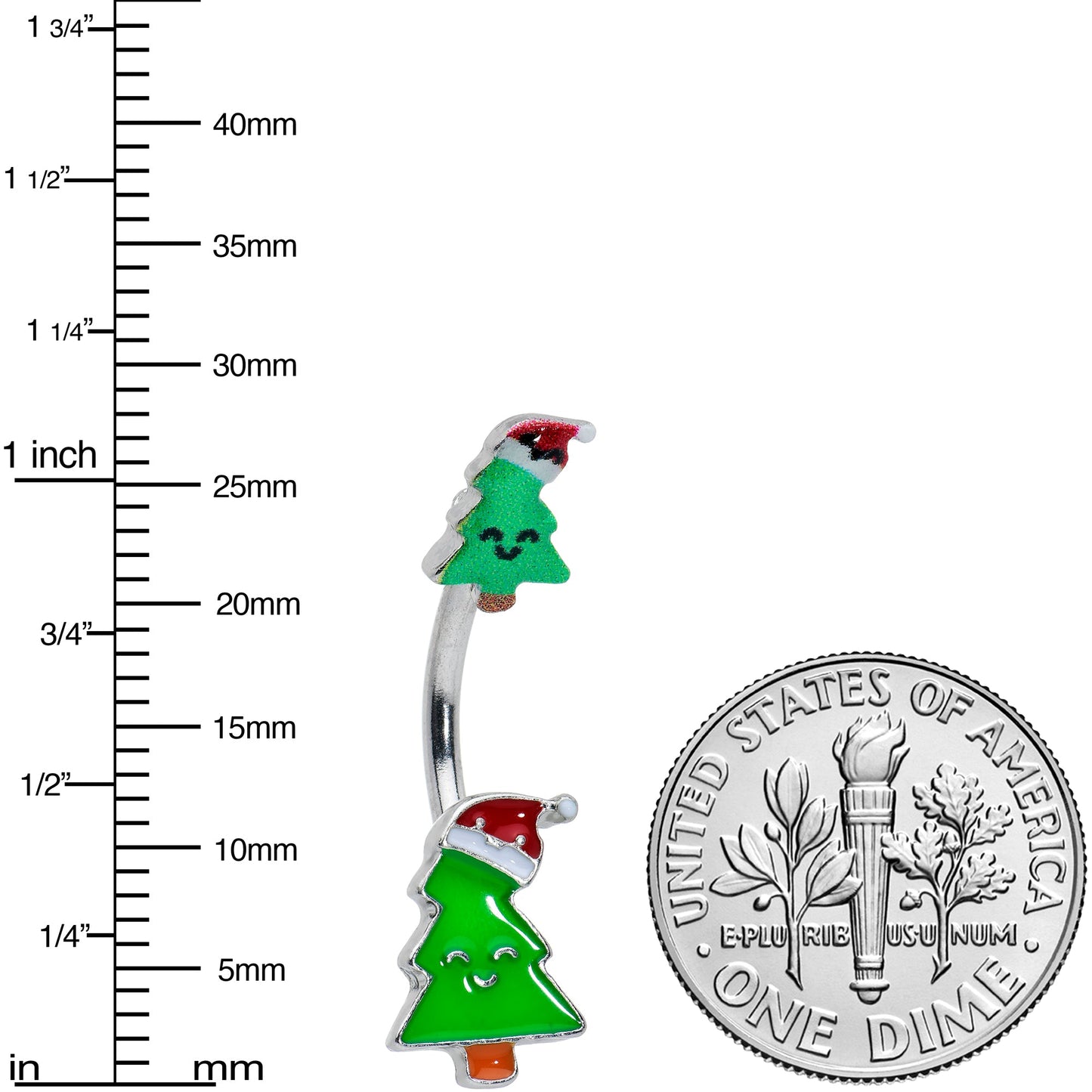 Merry Christmas Trees Hats Holiday Double Mount Belly Ring