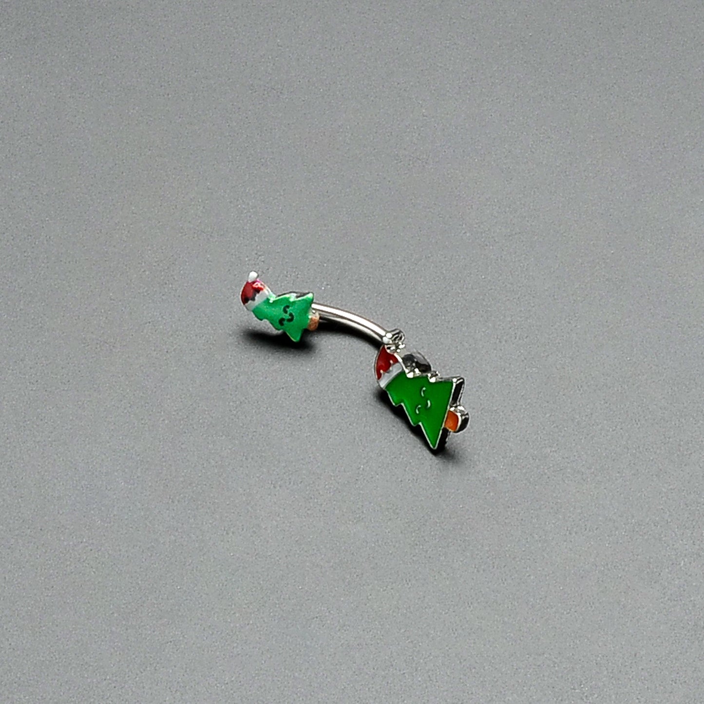 Merry Christmas Trees Hats Holiday Double Mount Belly Ring