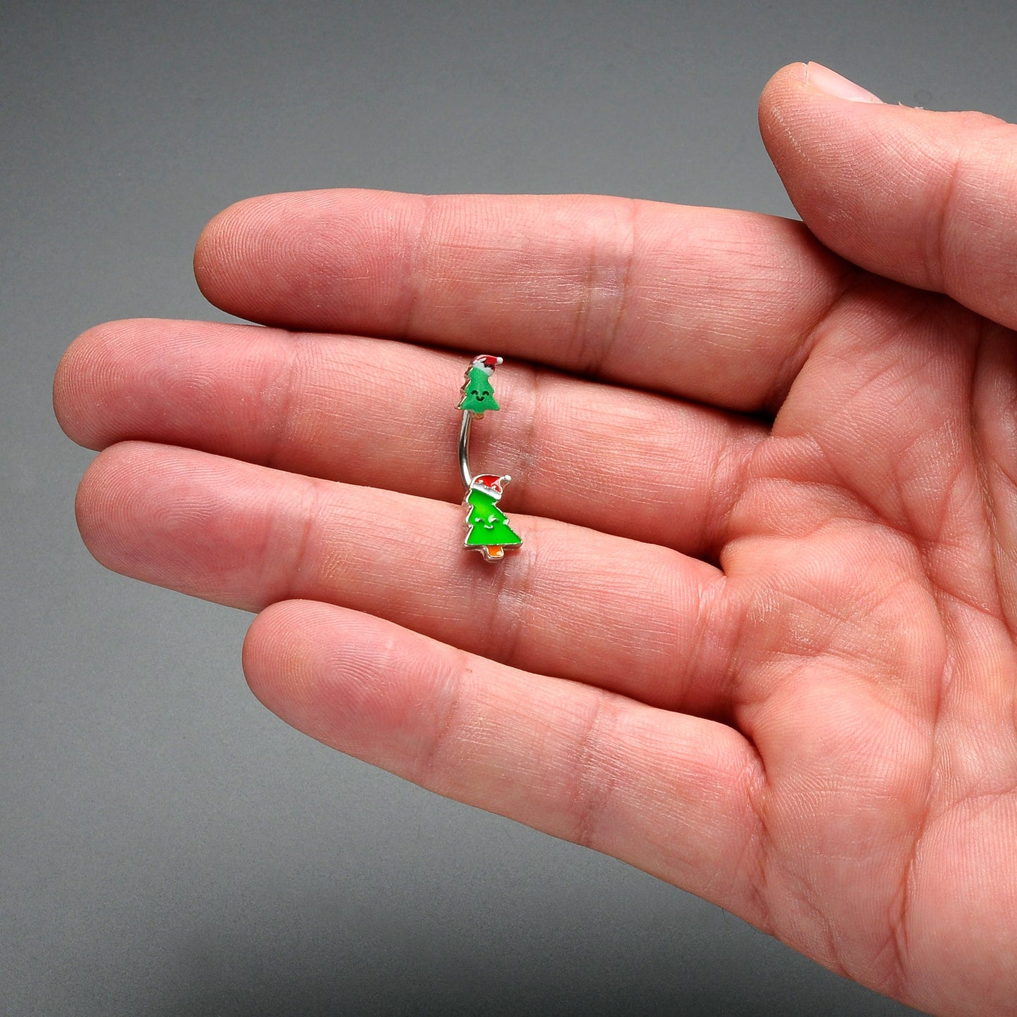 Merry Christmas Trees Hats Holiday Double Mount Belly Ring