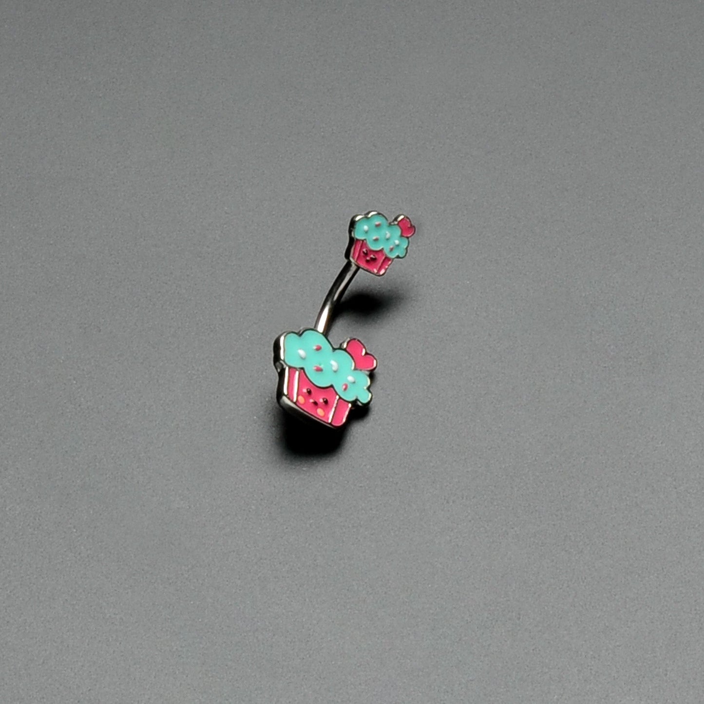Sydney Belle Girlfriend Collection Sweet Happy Cupcake Pink Blue Double Mount Belly Ring