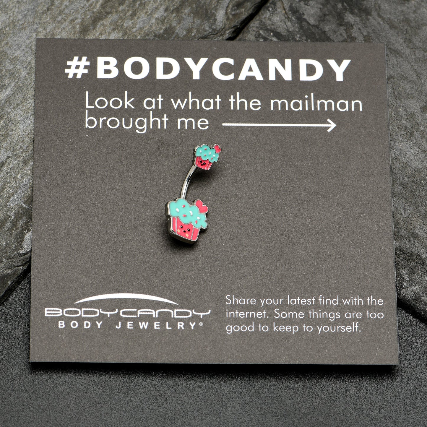 Sydney Belle Girlfriend Collection Sweet Happy Cupcake Pink Blue Double Mount Belly Ring