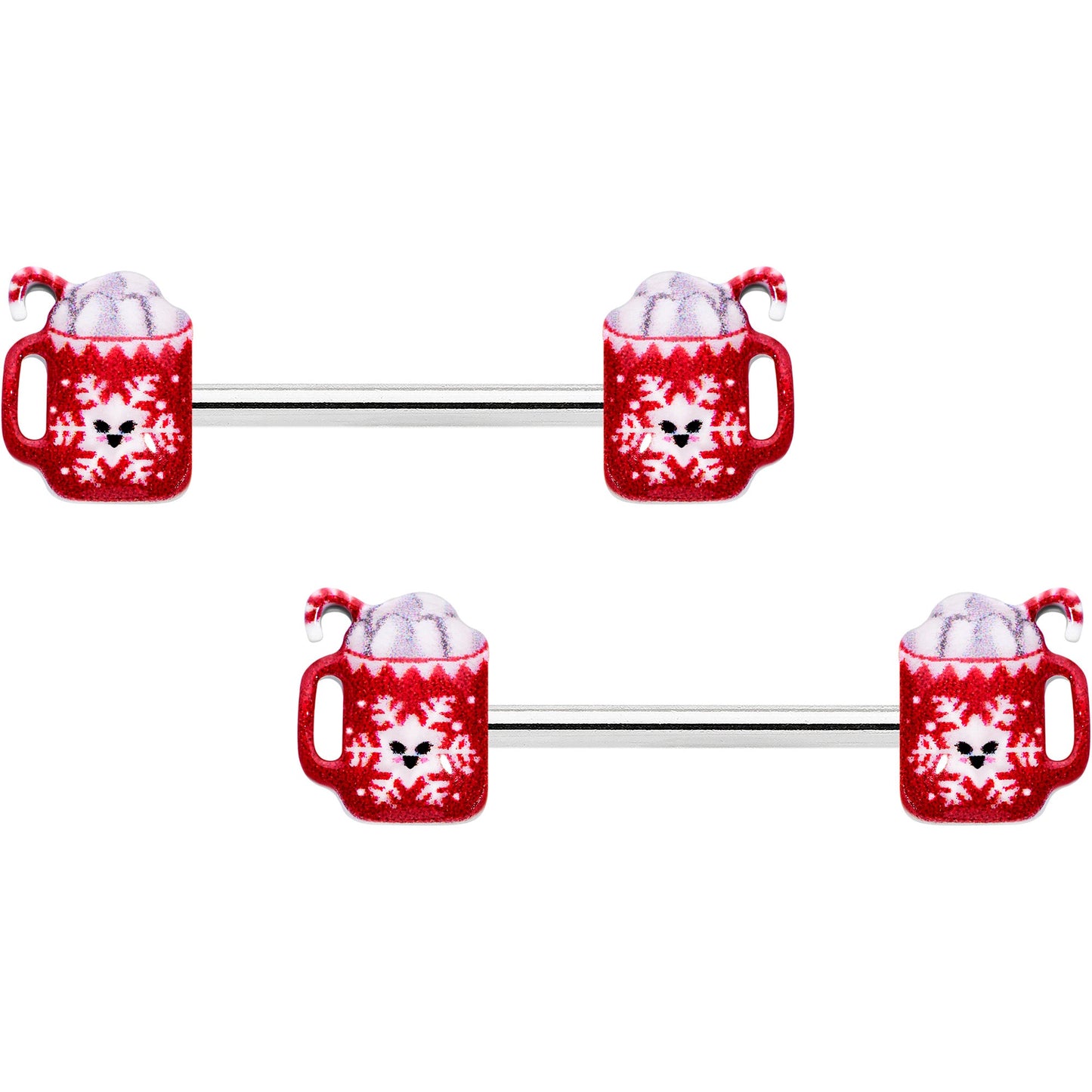 14G 9/16 Sweet Hot Cocoa Holiday Barbell Holiday Nipple Ring Set