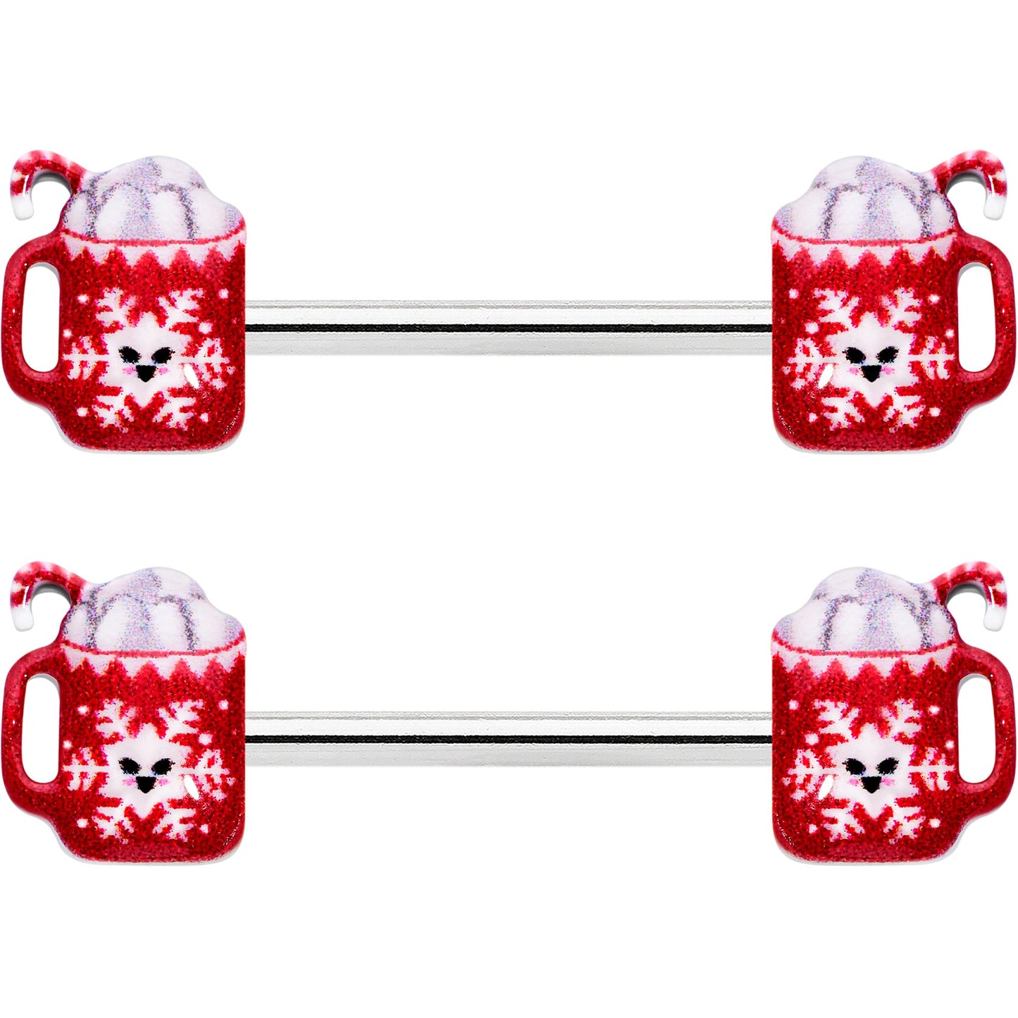 14G 9/16 Sweet Hot Cocoa Holiday Barbell Holiday Nipple Ring Set