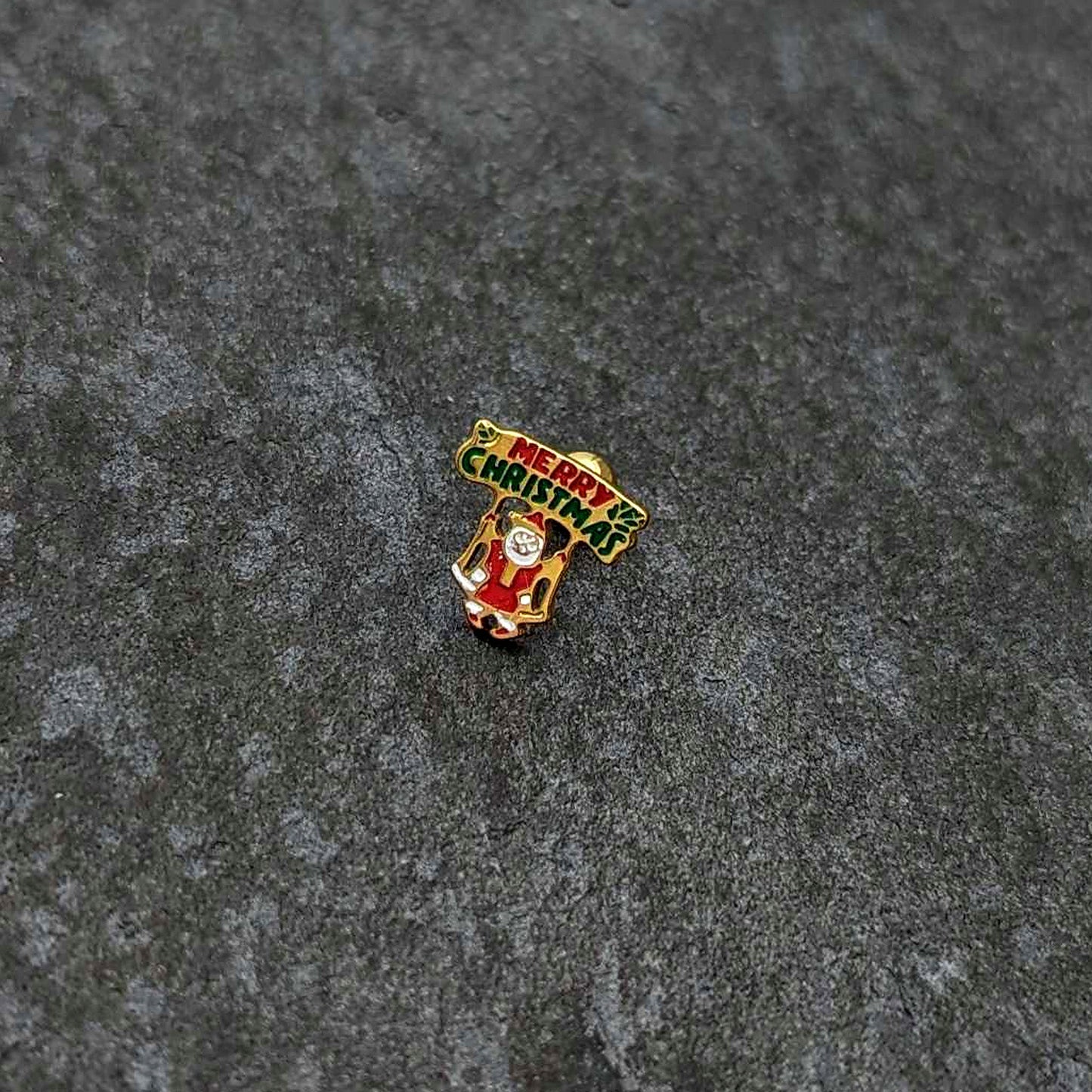 16G 1/4 Gold Tone Merry Christmas Santa Inlay Cartilage Earring