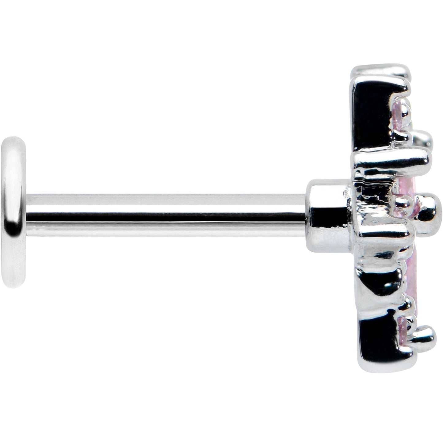 16G 5/16 Pink Clear CZ Gem Snowflake Labret Monroe Tragus