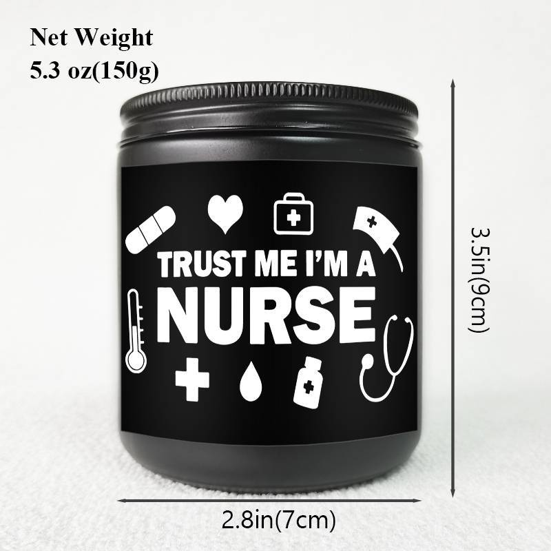 1pc Lavender Scented Candle 5.3oz - "Trust Me, I'm a Nurse" Design with Medical Symbols | Heartfelt Gift for Nurses, Nurse Appreciation, Graduation, Birthdays, Christmas | Soy Wax, Glass Container