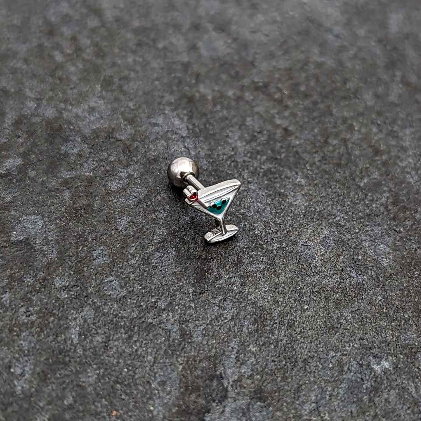 16G 1/4 Sweet Martini Glass Heart Cartilage Tragus Earring