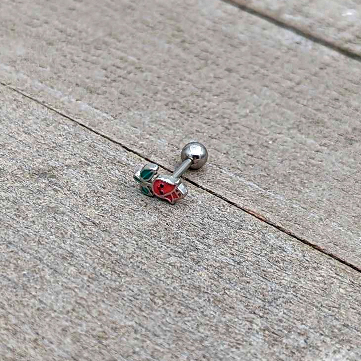 16G 1/4 Sweet Happy Rose Flower Cartilage Tragus Earring