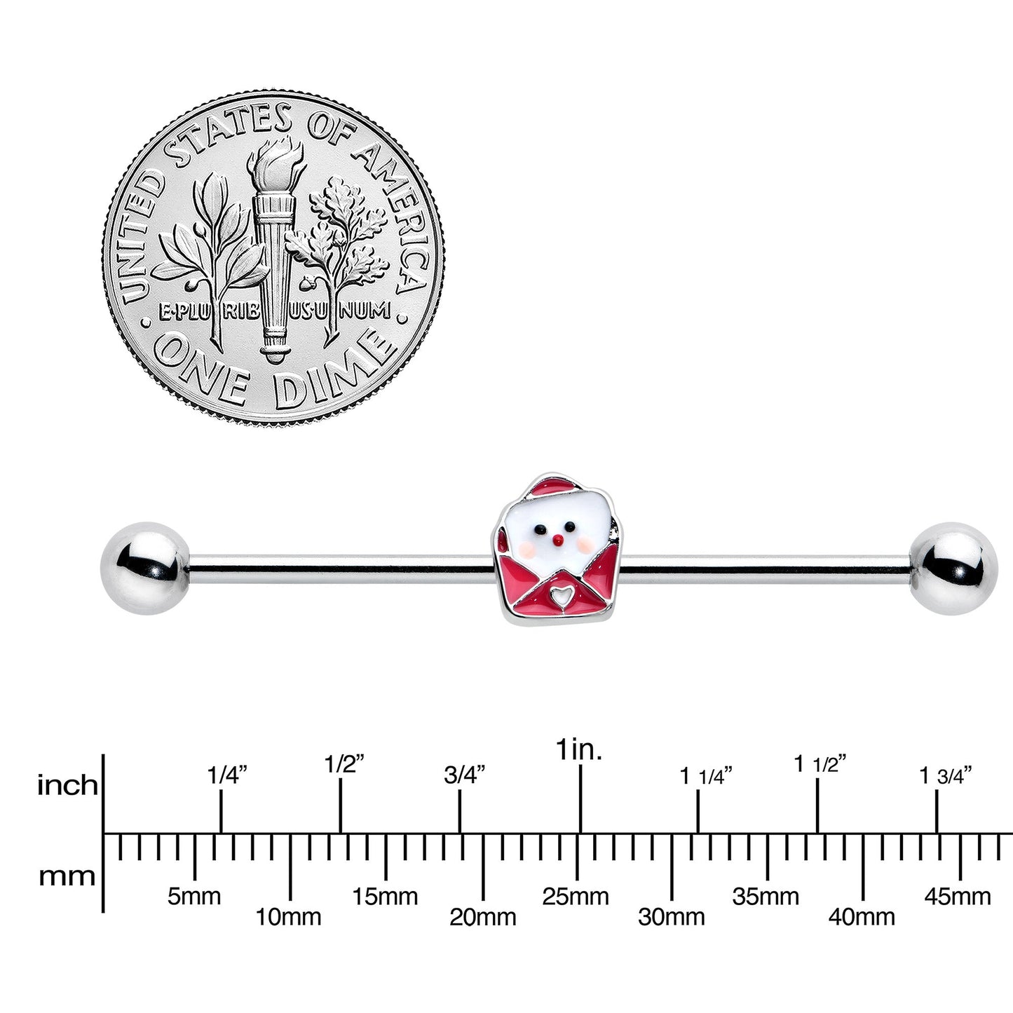 14G Sweet Love Letter Valentine Industrial Barbell 38mm