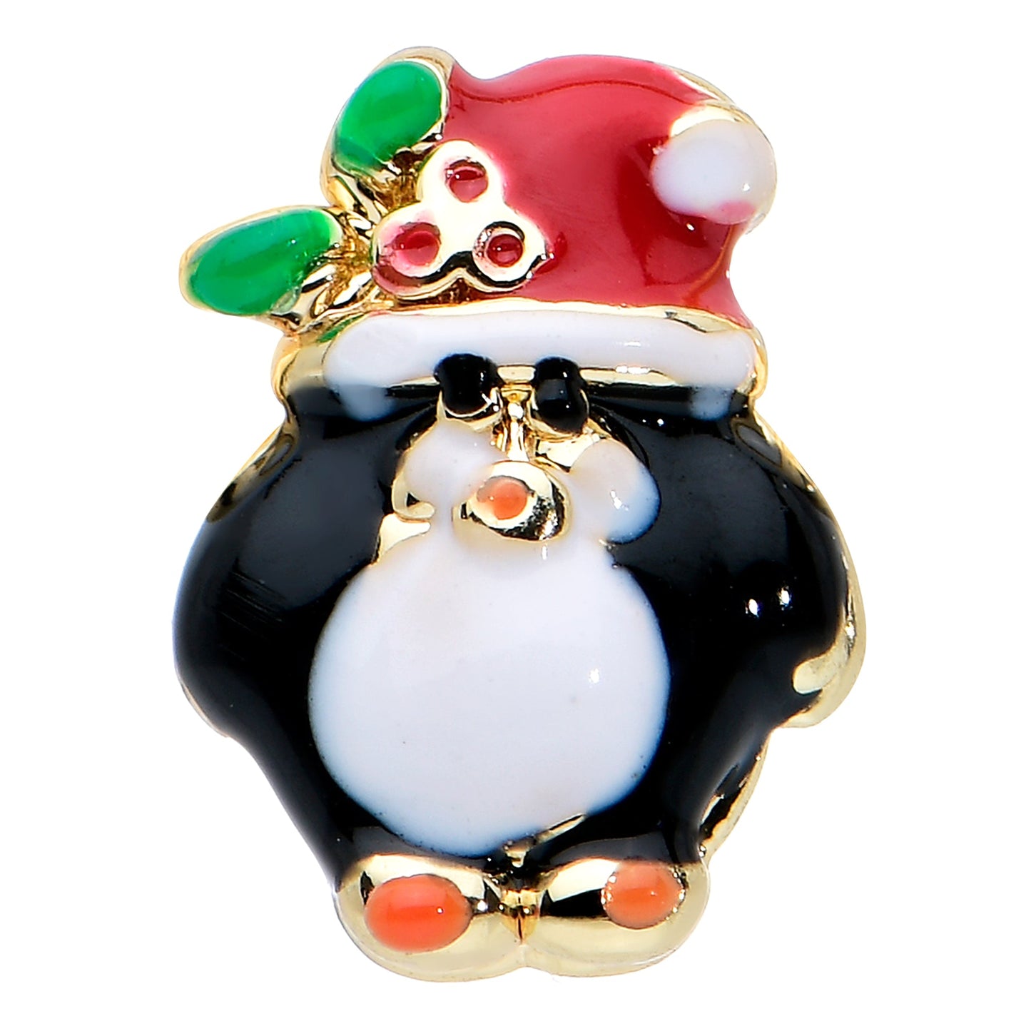 16G 1/4 Gold Tone Holly Hat Penguin Cartilage Tragus Earring