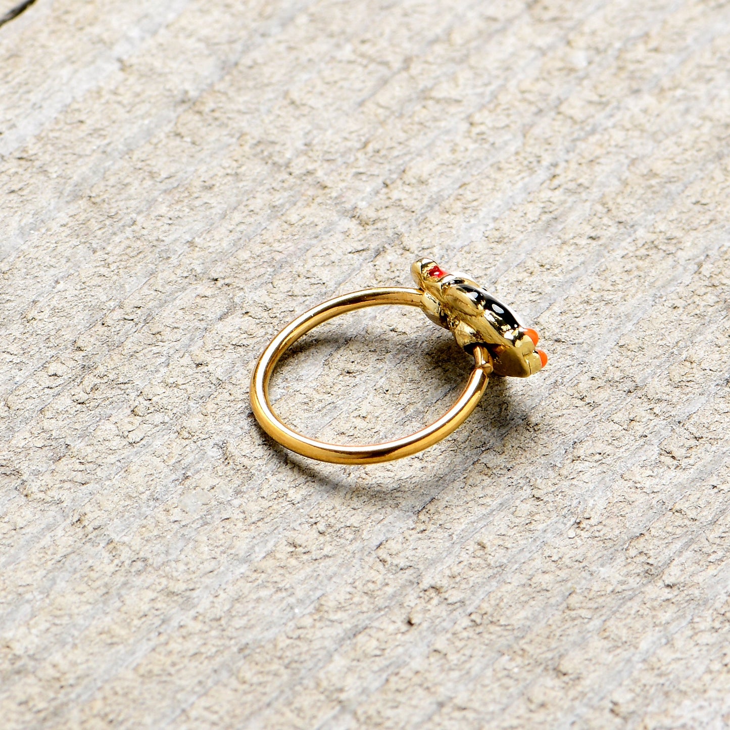 20G 5/16 Gold Tone Holly Hat Penguin Holiday Nose Hoop